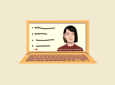 Illustration of a woman on a laptop
